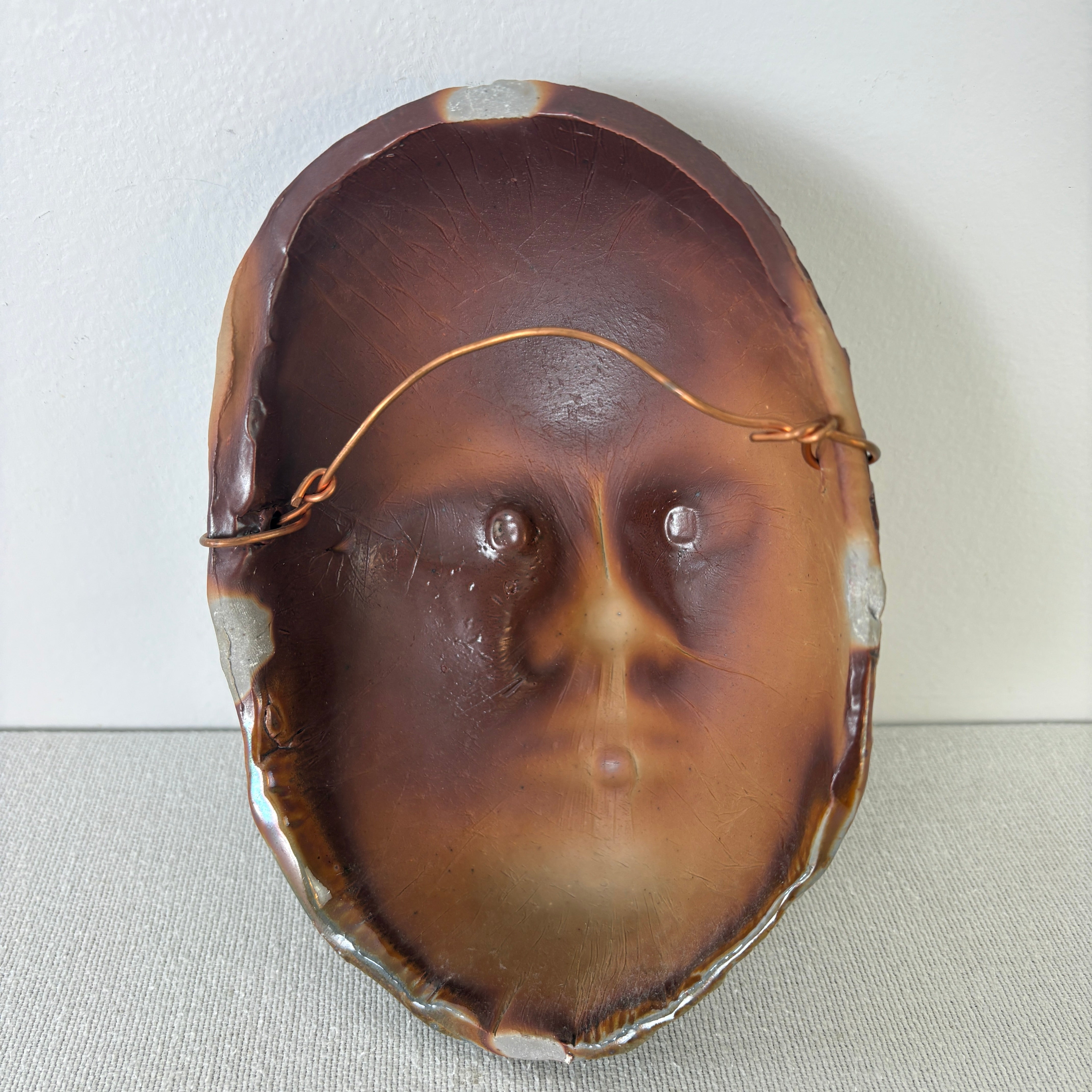 Ceramic Tribal Mask, Indent Pattern, Sku 033055