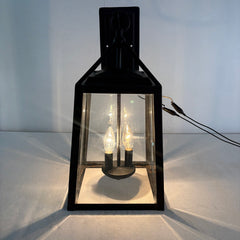 Exterior Wall Sconce Lantern Style, Black Steel and Glass, Sku 033720
