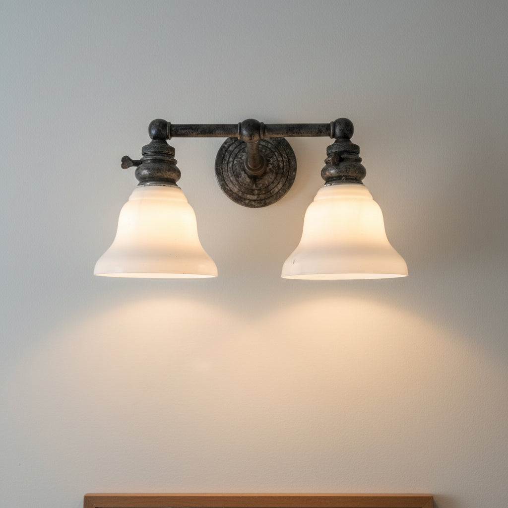 Chapman & Meyers for Visual Comfort Double Arm Sconce antique Pewter Globes, Sku 032273