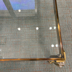 Coffee Table, Brass Base, Rectangle, Cabriole Style Legs, Glass Insert Surface, Sku 034068