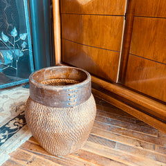 Asian River Basket w/ Wood Collar, Sku 033986