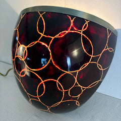 Wall Sconce Fiberglass Material with Decorative Gold Rings on Dark Brown Ground, Sku 033694