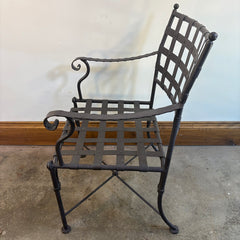Metal Arm Chair with Grid Design Bronze Finish, Sku 033810