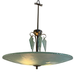 30's Swedish Art Deco Crystal Glass Chandelier, Possibly Orrefors, Sku 034034