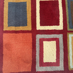 Multi-color Geometric Indian Wool Rug, Sku 033564