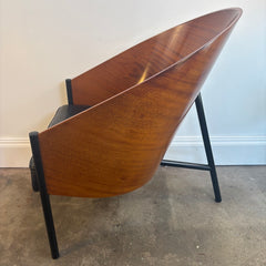 Aleph Mahogany & Leather 80's Bucket Chairs by Philippe Stark, Sku 033927