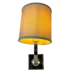 Nickel and Mirror Wall Sconce with Linen Shade, Sku 033535