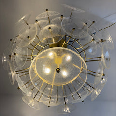 Pebble Glass Disk Chandelier on Gold Structure, Sku 033996