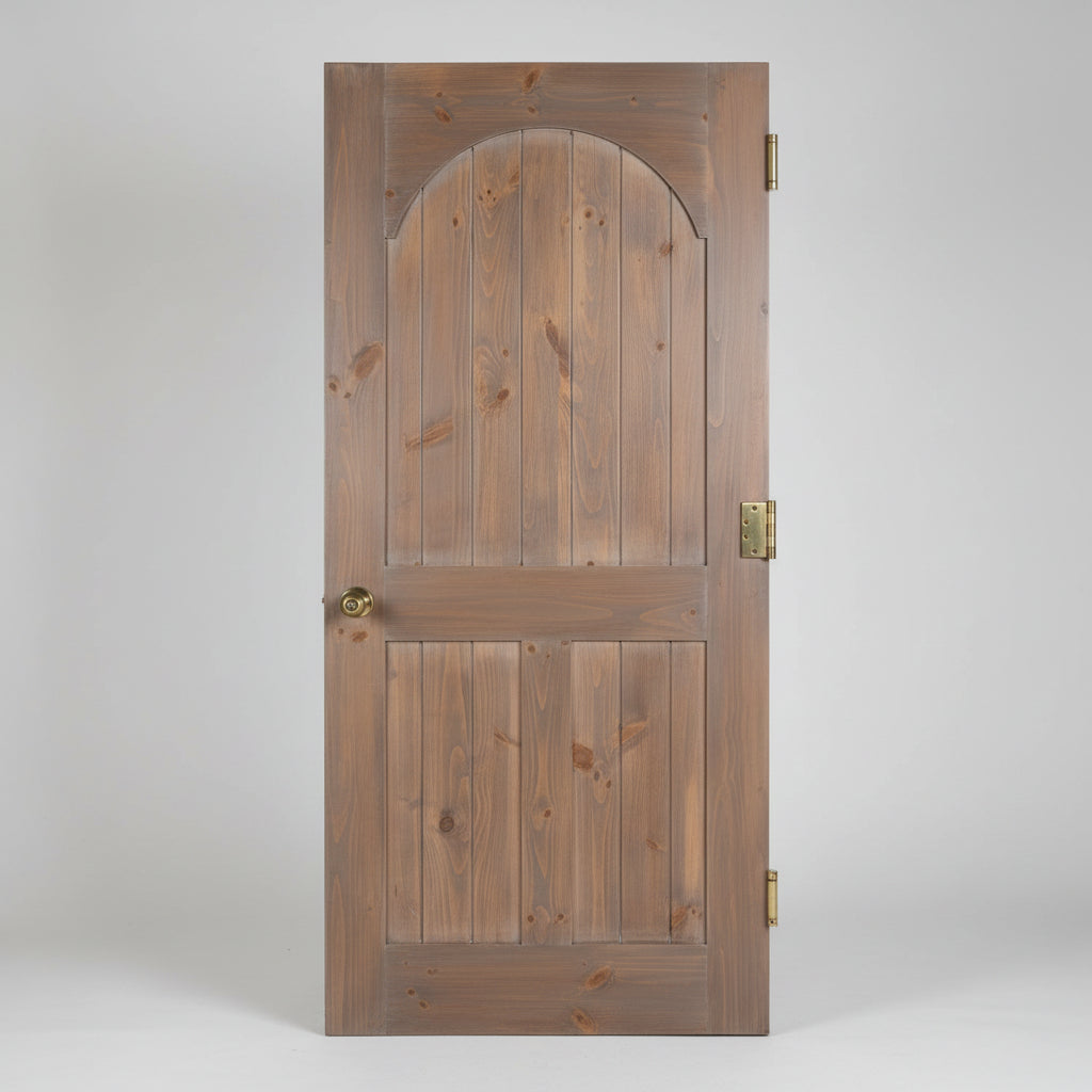 Solid Pine Door, Pickled Finish & Arch Detail, Hardware, Sku: 033403