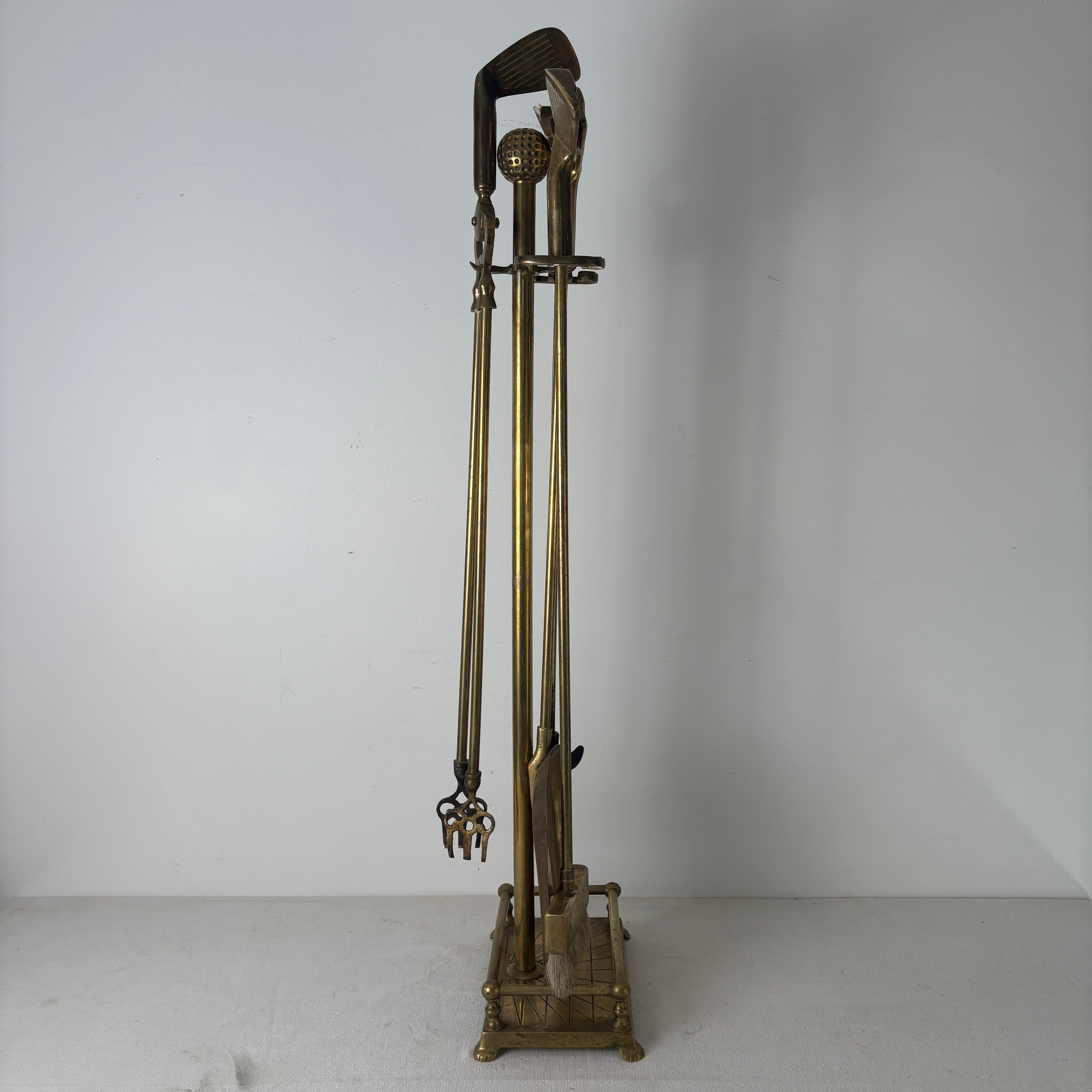 Brass Golf Themed Fireplace Tool Set, Sku 033085
