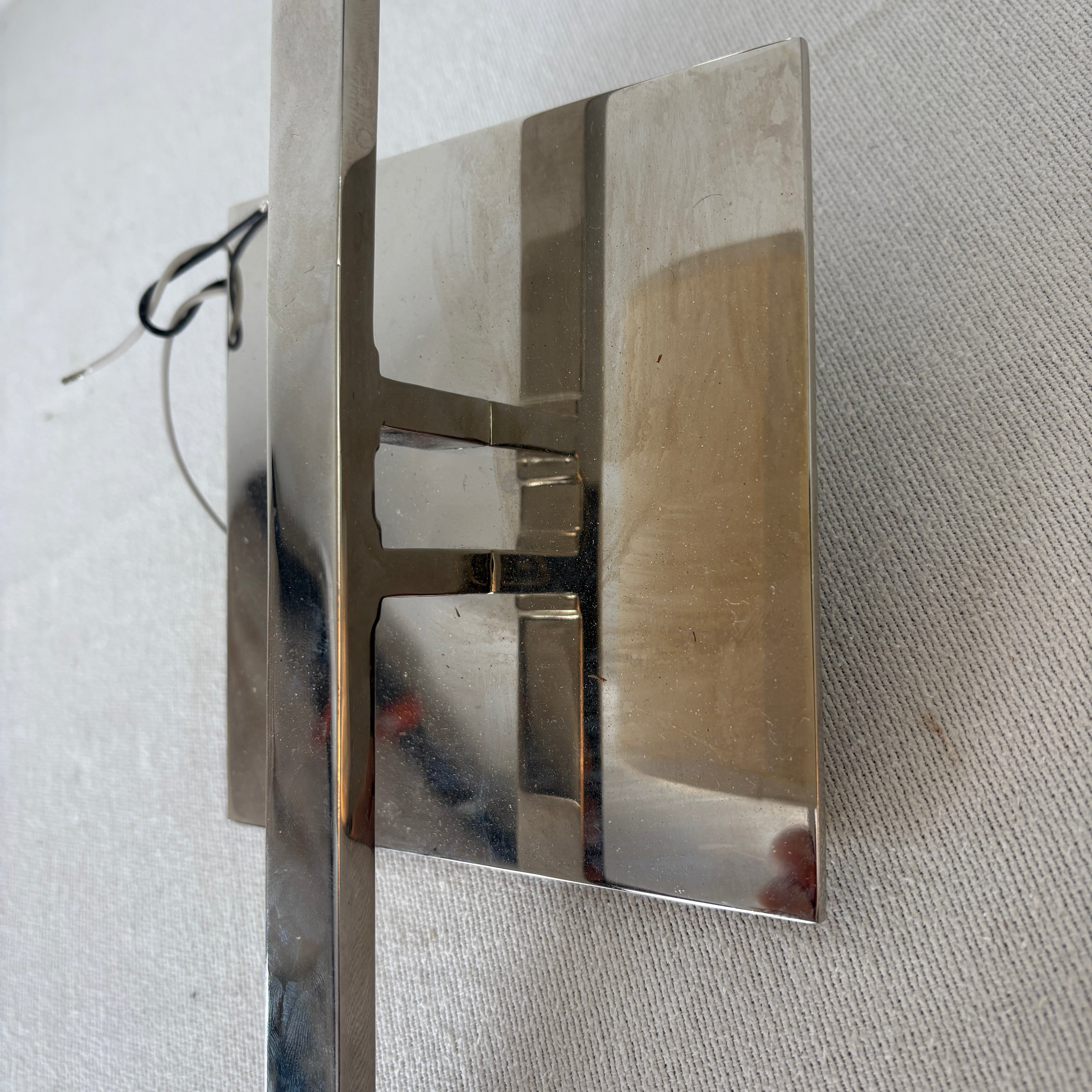 Pair of Chrome Sconces, Wall Lights with Paper Shades, Sku 033015