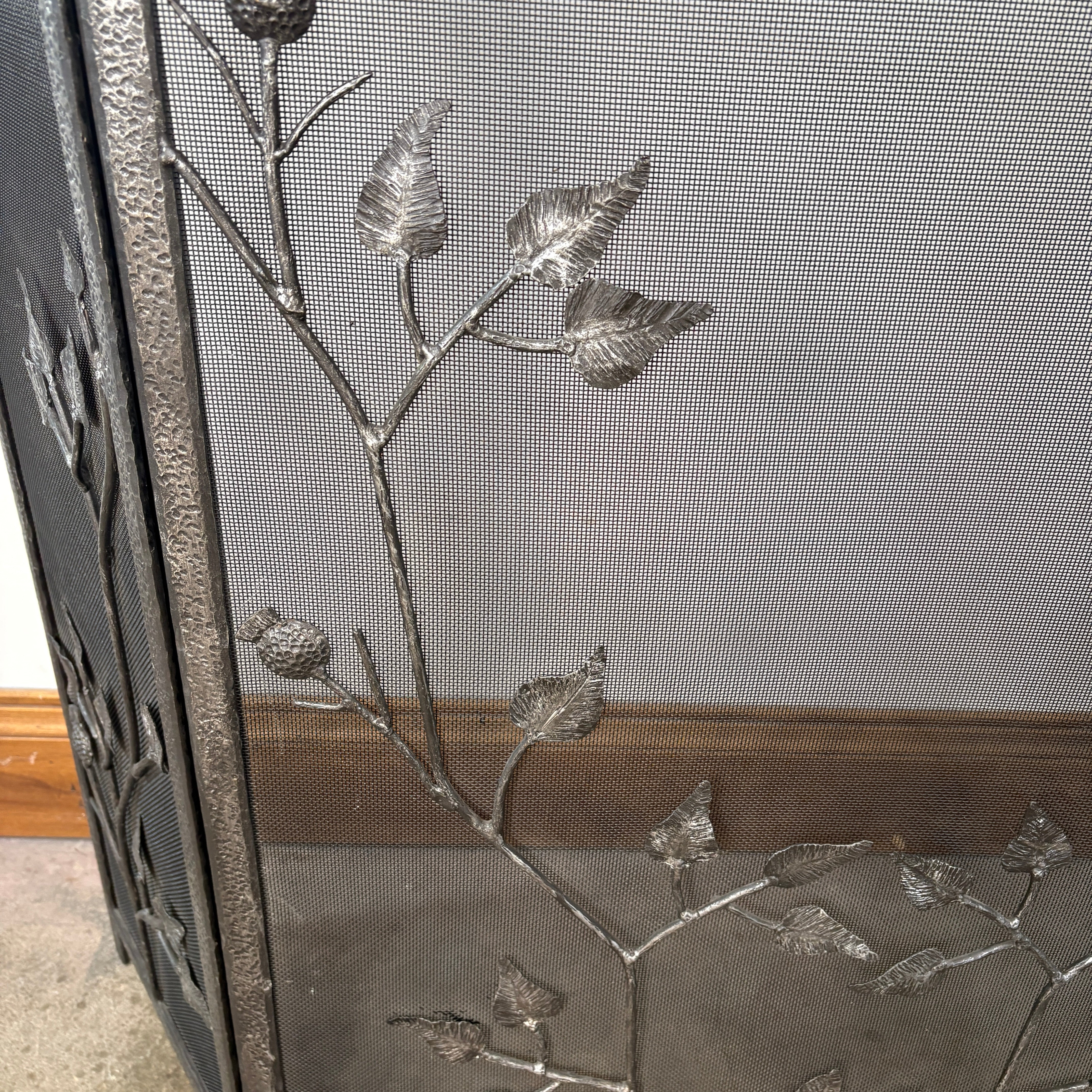 Fireplace Screen, Metal, Bi-fold, Pewter Color, Sku: 033105