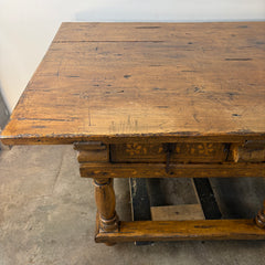 Wood Inlay & Metal Hardware Table, Chefs Table, Secret Compartment, Sku 033369