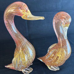 Pair of Glass Ducks Attributed to Murano, Sku 033869