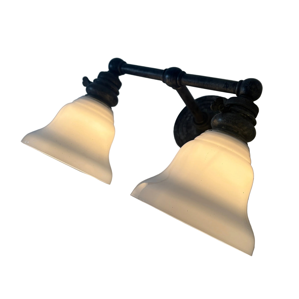 Chapman & Meyers for Visual Comfort Double Arm Sconce antique Pewter Globes, Sku 032273