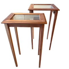 Pair of Wood & Glass Nesting Tables, Sku 034001