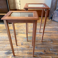 Pair of Wood & Glass Nesting Tables, Sku 034001