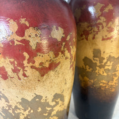 Set of 3 Mexican Pottery Vases Red Cream and Brown, Sku: 033308