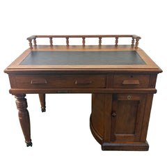Wooton Rotary Oak Desk, Rotary Cabinet on Right Side, Gallery Rail Front Edge, Sku: 033527