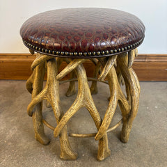 Faux Antler Footstool with Embossed Leather or Faux Leather Cushion, Sku: 033699