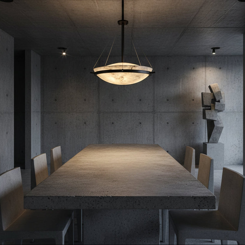 Faux Alabaster Bowl-Style Pendant Light, Sku 033984
