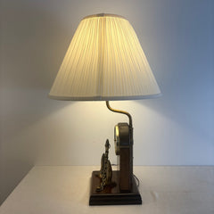 Nautical Inspired Table Lamp with Anchor & Meter w/ Wooden Base, Pleated Ivory Shade Included, Sku 033916