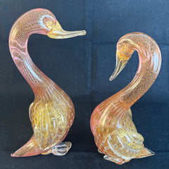 Pair of Glass Ducks Attributed to Murano, Sku 033869