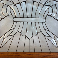 Handcrafted Art Glass Window in Oak Frame by John May, Sku 033904