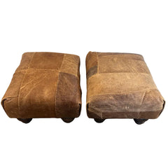 Unique Patchwork Leather Ottoman, Sku 033847