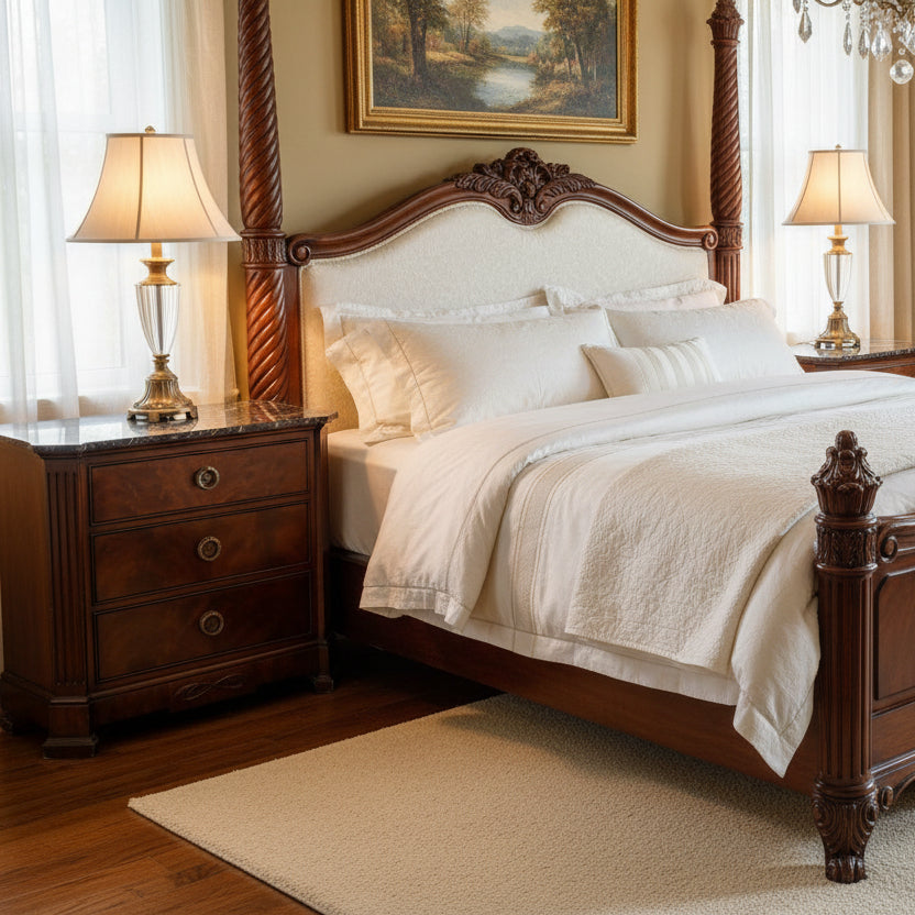 Drexel Heritage End Table with Three Drawers, Dark Marble Top, sku: 033553
