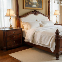 Drexel Heritage End Table with Three Drawers, Dark Marble Top, sku: 033553
