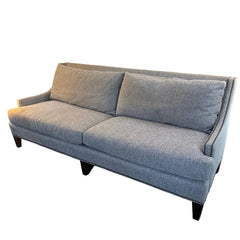 Lillian August Medium Gray Tweed Sofa w/ Wing Style Arms & Nailhead Trim, Sku 033785