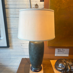 Bronze Table Lamp and Silk Like Shade, Classic Urn Style Base, Sku 033942