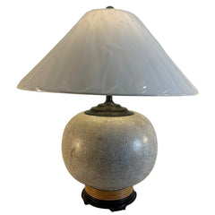 Maitland Smith Crushed Eggshell Lamp w/ Rattan Trim, Sku 034048