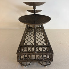 Iron Three Pillar Candle Holder with Arched Design, Sku: 033688