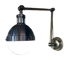 Thomas O' Brien Visual Comfort Hicks Library Light, Nickel Finish w/ White Glass Globe, Sku 034063