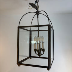 4-Light Exterior Antique Brass Lantern Style Pendant, Sku 033747