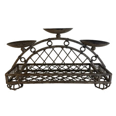 Iron Three Pillar Candle Holder with Arched Design, Sku: 033688