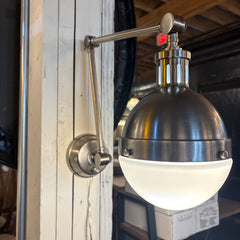 Thomas O' Brien Visual Comfort Hicks Library Light, Nickel Finish w/ White Glass Globe, Sku 034063