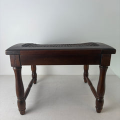 Wood & Cane Arched Footstool, Sku 033082