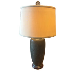 Bronze Table Lamp and Silk Like Shade, Classic Urn Style Base, Sku 033942