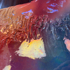 Porcelain Wall Sculpture by Artist Jutta Golas Iridescent Colors of Blue, Orange and Gold, Sku 033586