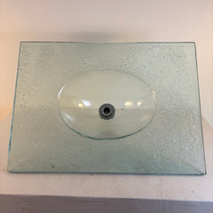 Green Glass Vanity Top with Integrated Sink Texture on Reverse Side, Sku 033997