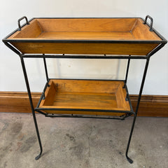Double Tier Tray Table, Iron and Wood, Sku 033368