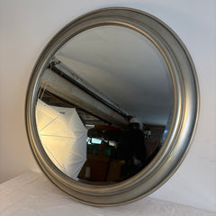 Moderne by Cresent Round Beveled Mirror in a Silver Tone Frame, Sku 034046