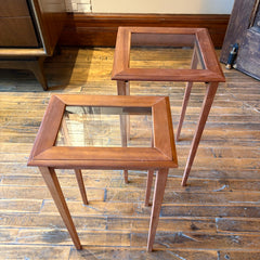 Pair of Wood & Glass Nesting Tables, Sku 034001