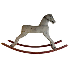 Antique Rocking Horse w/ Leather Ears & Glass Eyes, Sku 033895