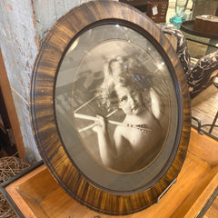 Antique Photo Print of Awake Cupid by M.B. Parkinson 1897, Round Tiger Patterned Frame, Sku: 033570