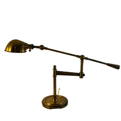 Desk Lamp Articulated Adjustable Movement Shell Shaped Shade in Antique Brass Finish, Sku 034119