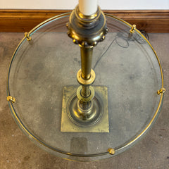 Stifel Brass Floor Lamp Vintage with Round Glass Tabletop, Sku 033661